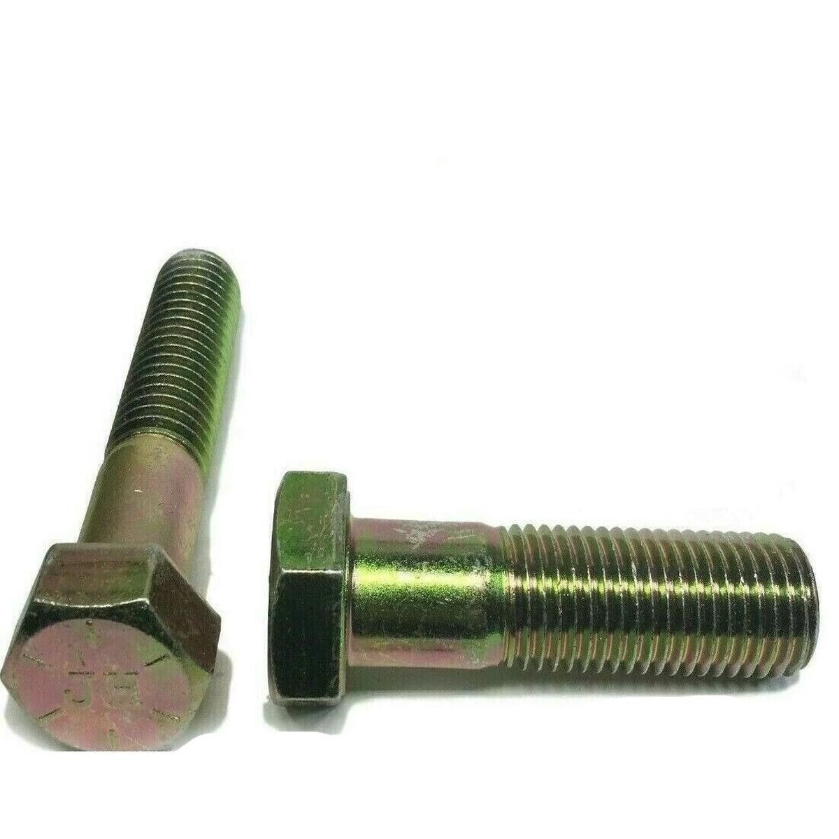 5/8"-11 x 10" (PT) Hex Bolt Yellow Zinc Plated Grade 8 Cap Screw Coarse Thread