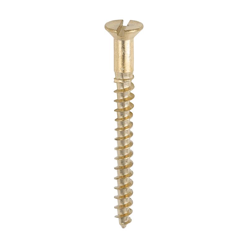 TIMCO Solid Brass Timber Screws - SLOT - Countersunk - 6 x 1 1/2 - 200 Pieces Box