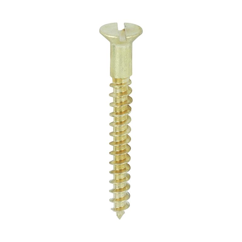 TIMCO Solid Brass Timber Screws - SLOT - Countersunk - 8 x 1 1/2 - 200 Pieces Box