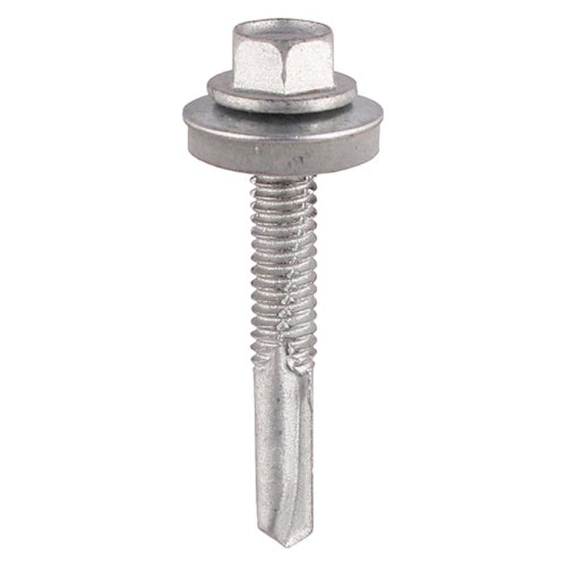 TIMCO Metal Construction Heavy Section Screws - Hex - EPDM Washer - Self-Drilling - Zinc - 5.5 x 38 - 100 Pieces TIMbag