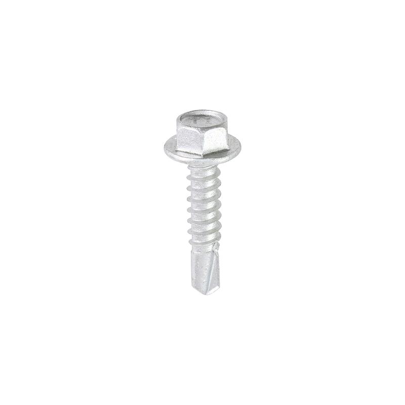 TIMCO Metal Construction Light Section Screws - Hex - Self-Drilling - Exterior - Silver Organic - 5.5 x 25 - 100 Pieces Box