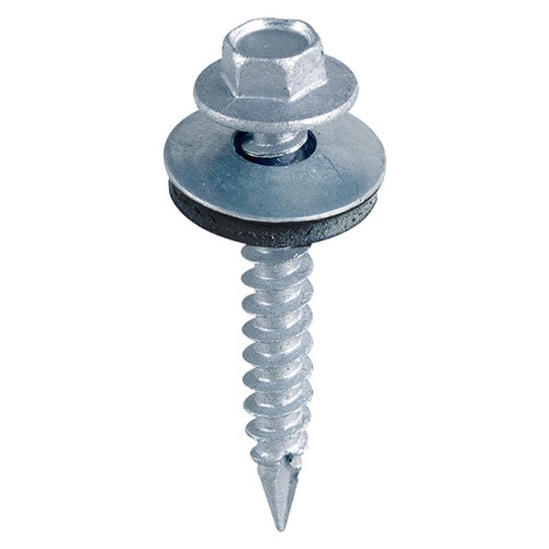 TIMCO Metal Construction Thin Sheet Metal to Timber Screws - Hex - EPDM Washer - Slash Point - Zinc - 6.3 x 45 - 100 Pieces Bag
