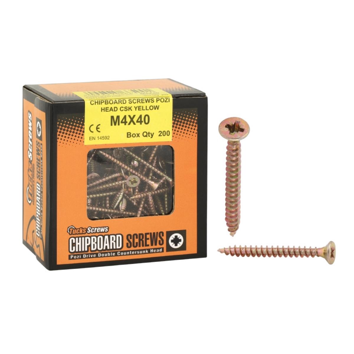 Tucks M5x50mm Yellow Pozi Chipboard Screws Part Thread (200)