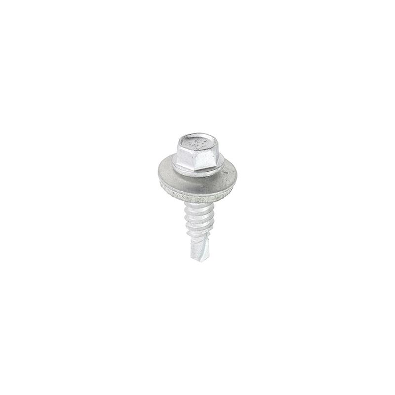TIMCO Metal Construction Stitching Screws - For Sheet to Sheet - Hex - EPDM Washer - Bi-Metal - Exterior - Silver Organic - 6.3 x 22 - 100 Pieces Box
