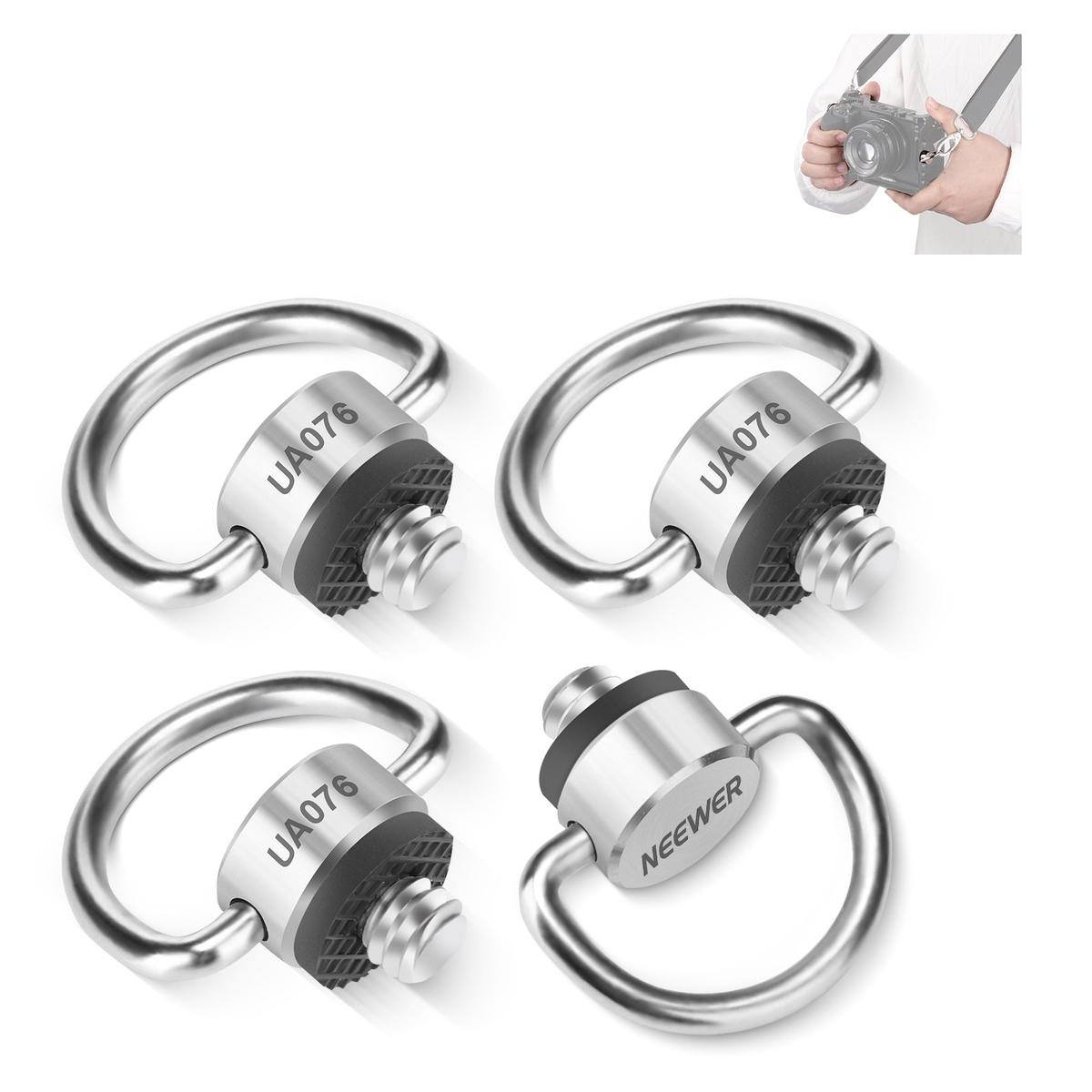 UA076 Stainless Steel 1/4" D Ring Screw Set (4 Pack)