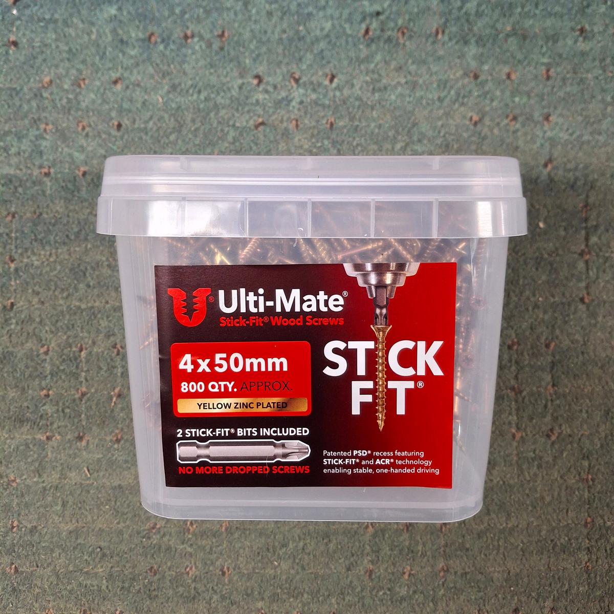 Ulti-Mate Wood Screws  Versatile Fasteners for Hardwood, Softwood & Engineered Timber - 4 x 50mm x 800 Screws