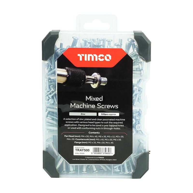 TIMCO Mixed Tray - Machine Screws - Zinc - 320pcs - 320 Pieces Tray