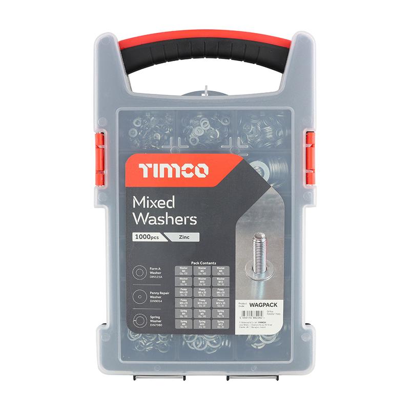 TIMCO Mixed Washers Grab Pack - Zinc - 1000pcs - 1000 Pieces Tray