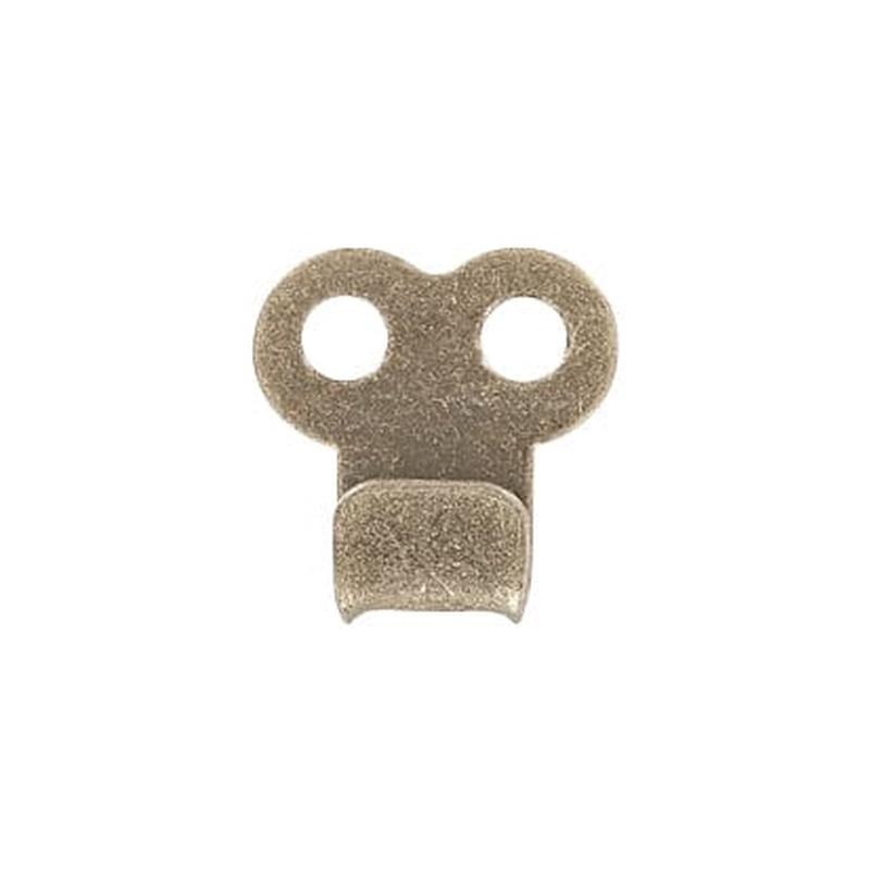 1/4" Antique Brass, Boot Lace Hook with Double Rivet Holes, Steel