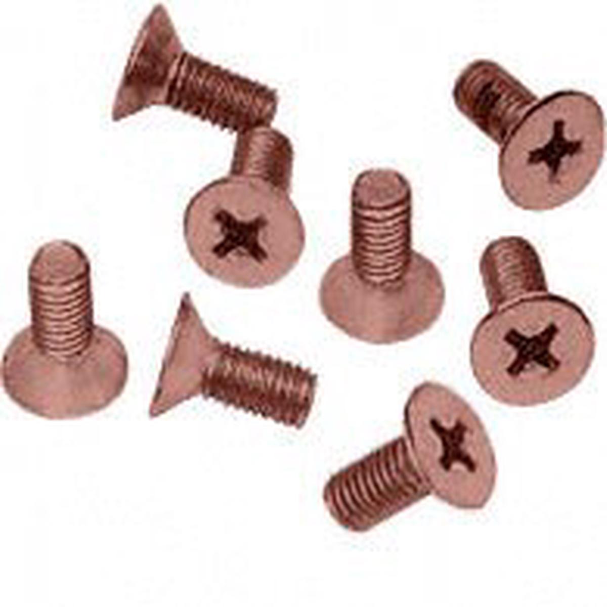 6 x 12 mm Cover Plate Flat Head Phillips Screws - Brushed Copper