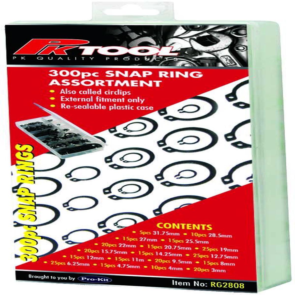 PKTool 300pc Circlip/Snap/Retaing Ring Assortment - RG2808