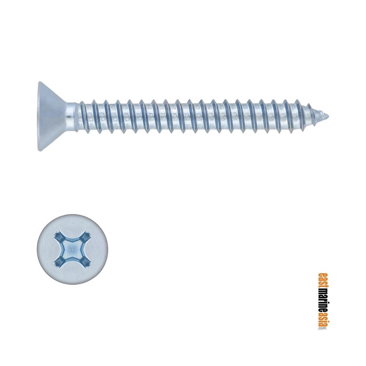 Stainless Steel 316 Self Tapping Screw Counter Sunk Philips Flat Head (DIN 7982) - M4.8 x 50 mm | Pack of 10 | Pack (112211)