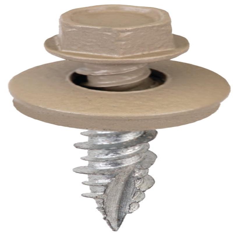 Acorn International SW-MW1TP250 Screw, #9 Thread, High-Low, Twin Lead Thread, Hex Drive, Self-Tapping, Taupe, 250/BAG