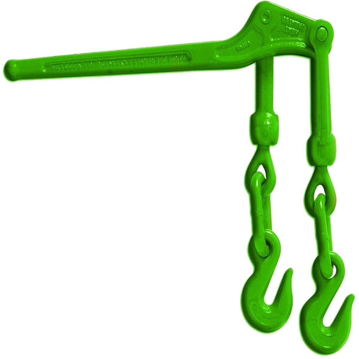 Baron LLB51638 Load Lever Binder, 5400 lb Working Load, 5/16 to 3/8 in Chain/Rope, 4.72 in L Take Up, Green