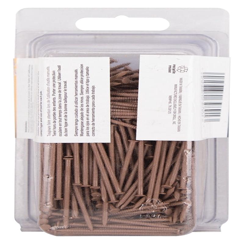 ProSource NTP-161-PS Panel Nail, 15D, 1-5/8 in L, Steel, Painted, Flat Head, Ring Shank, Brown, Pack of 4