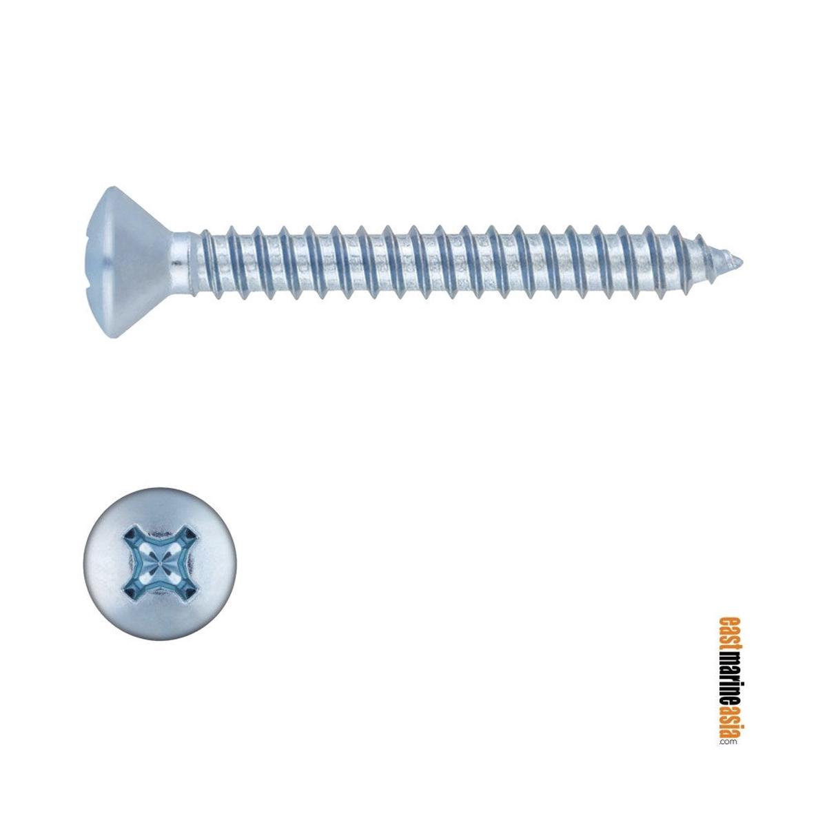 Stainless Steel 316 Self Tapping Screw Counter Sunk Philips Oval Head (DIN 7983) - 2.9 x 25 mm | Pack of 10 | Pack (112245)