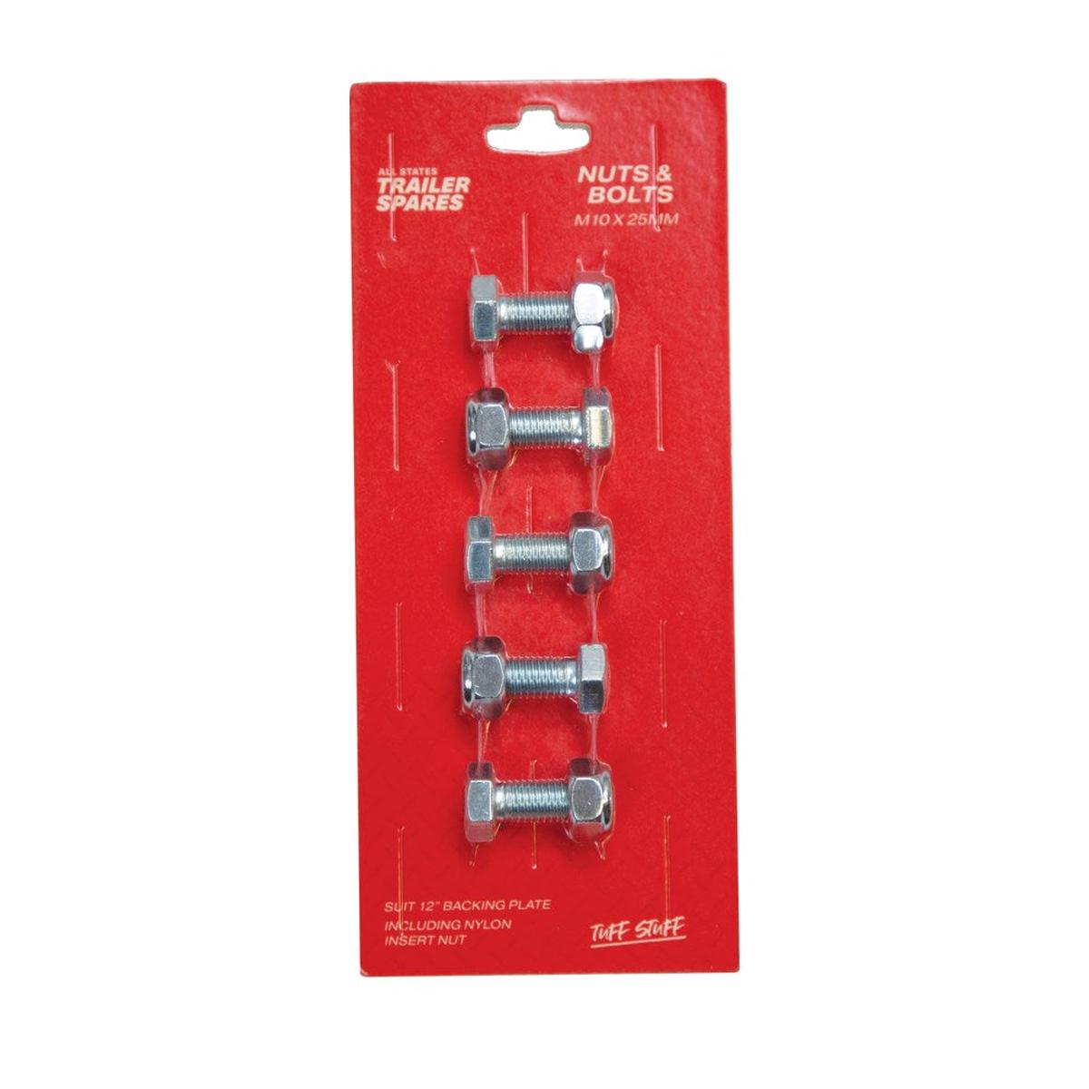 ASTSS Bolts with Nyloc Nuts - M10 x 25mm to Suit 12  Backing Plate - R5304