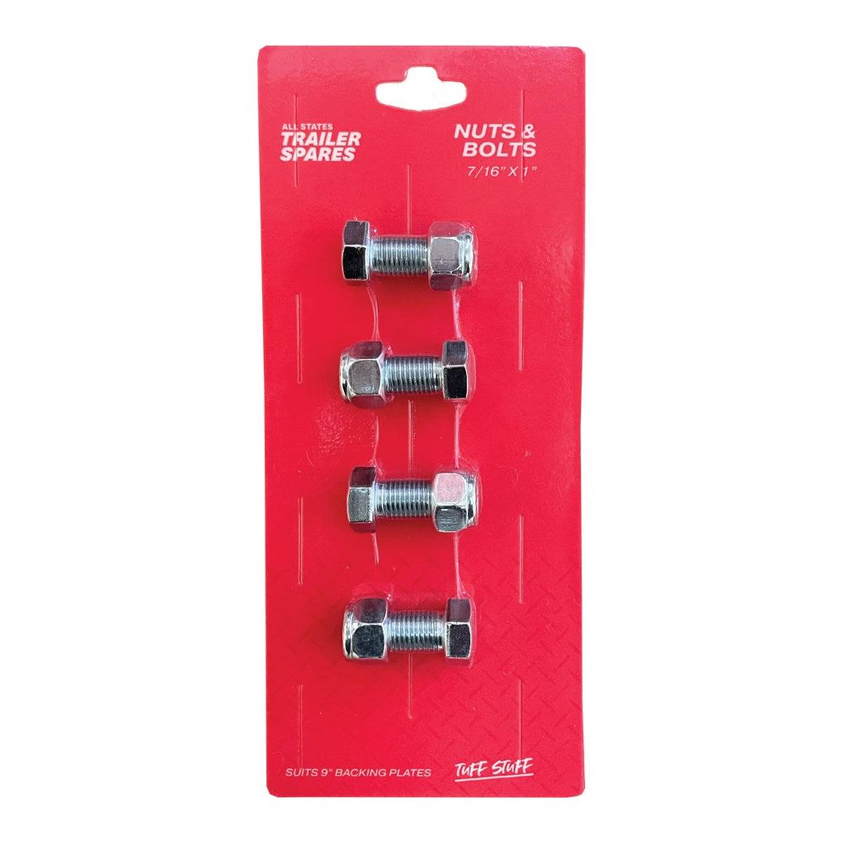 ASTSS Bolts with Nyloc Nuts - 7/16  x 1  to Suit Electric Brake Backing Plate - R5312B