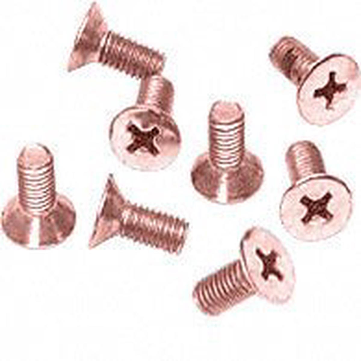 6 x 12 mm Cover Plate Flat Head Phillips Screws - Polished Copper