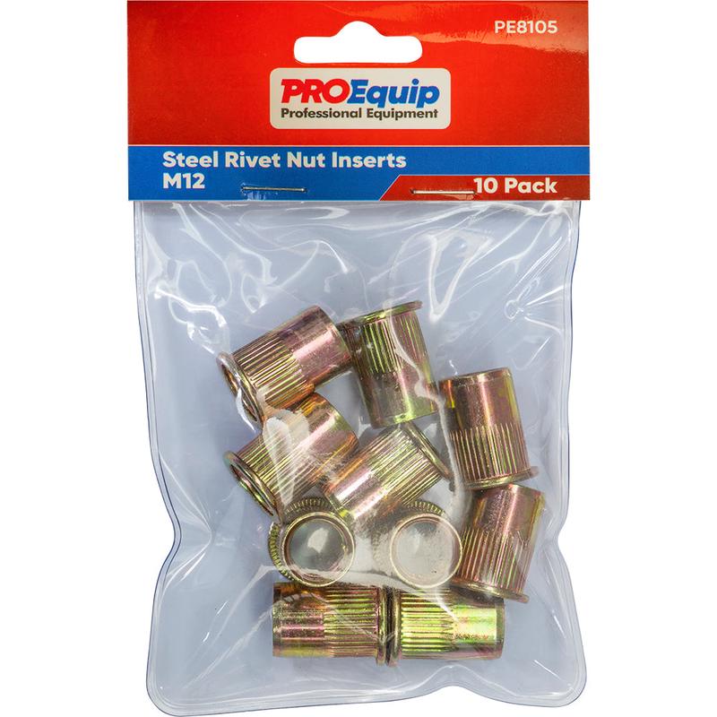 Proequip M12 Steel Rivet Nut inserts - 10Pk
