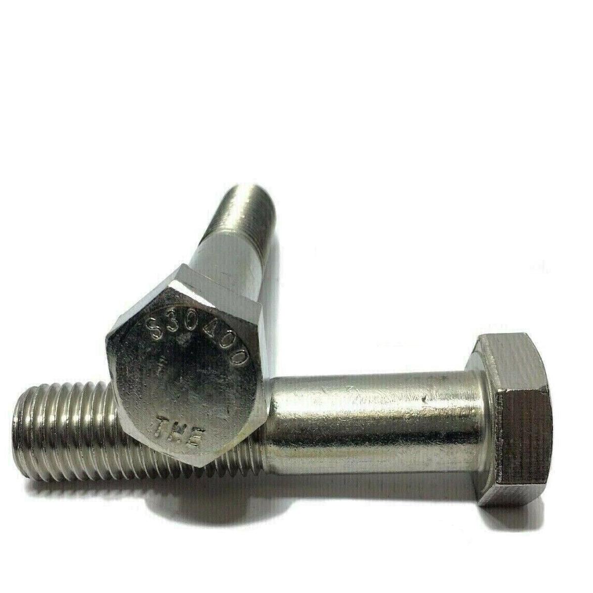 1"-8 x 20" Stainless Steel Hex Cap Screw / Bolt 18-8 / 304 Partial Thread