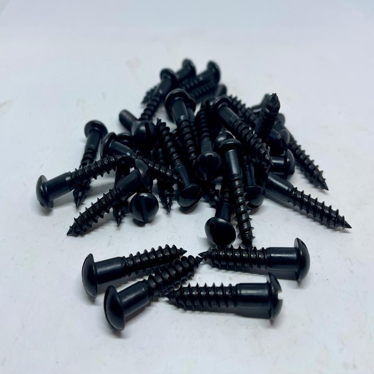 #4 x 1/2" Slotted Round Head Wood Screws, Black Oxide