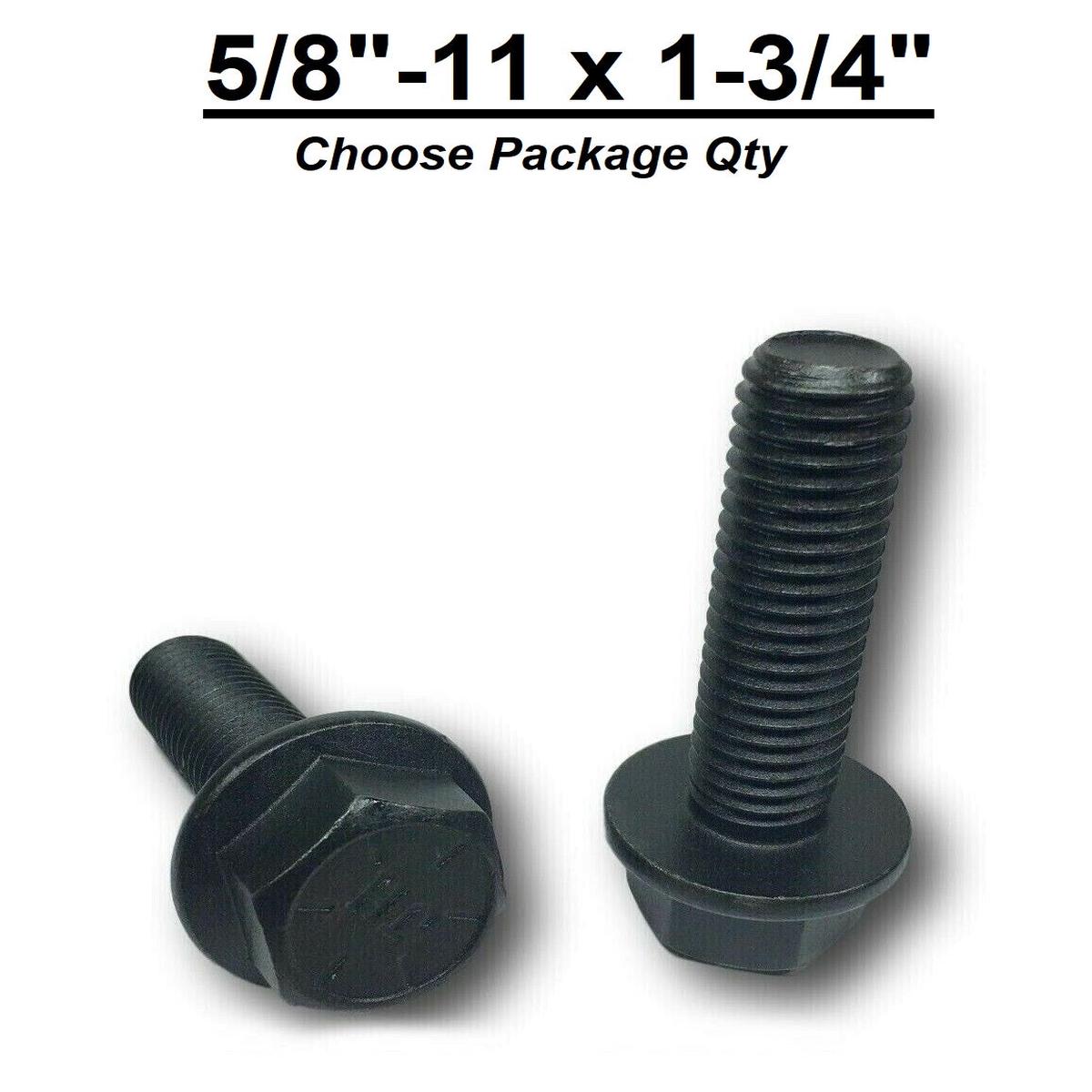 5/8"-11 x 1-3/4" Grade 8 Hex Head Flange Frame Bolts Phos & Oil / Black