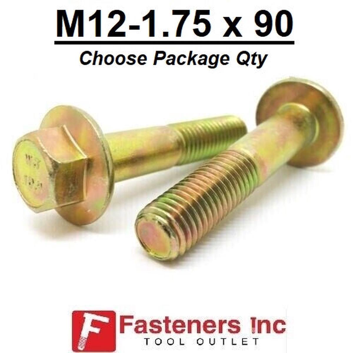 M12-1.75 x 90mm Grade 10.9 Hex Metric Flange Bolts Yellow Zinc Hardened