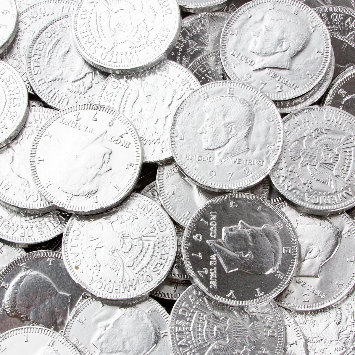 Silver Chocolate Coins - 1 LB Bag (Chalav Stam)