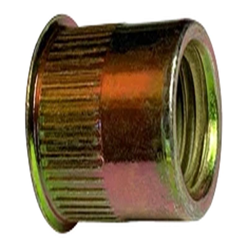 [1000 BULK] Rivet Nuts Flat Head Ribbed Threaded Inserts Large Flange Open End Steel Zinc Yellow Dichromate Plated 10/24-.225