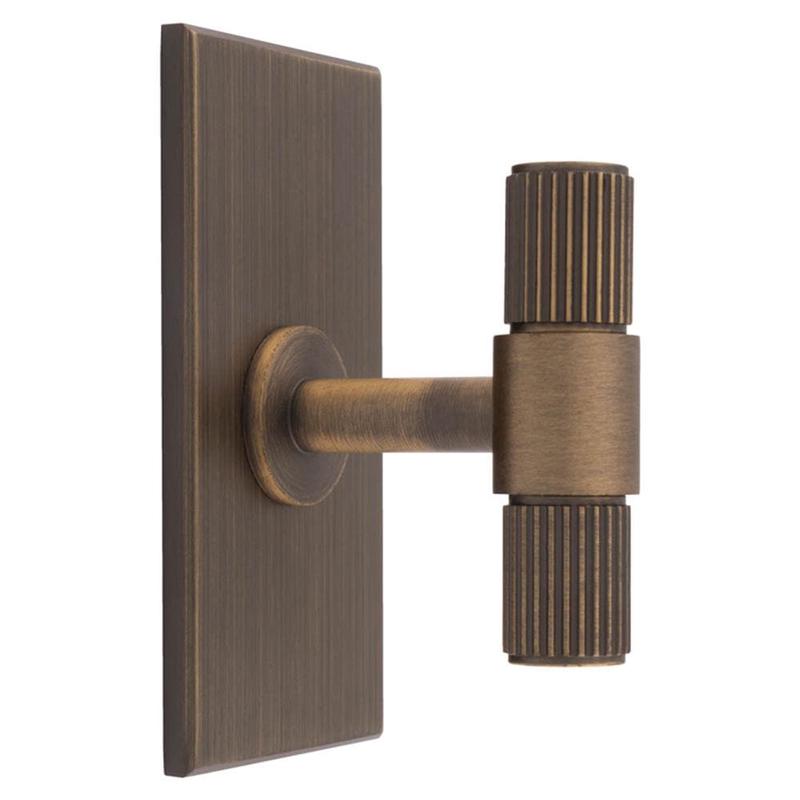 Carlisle Brass - Lines T-Bar Knob on Backplate - Antique Brass