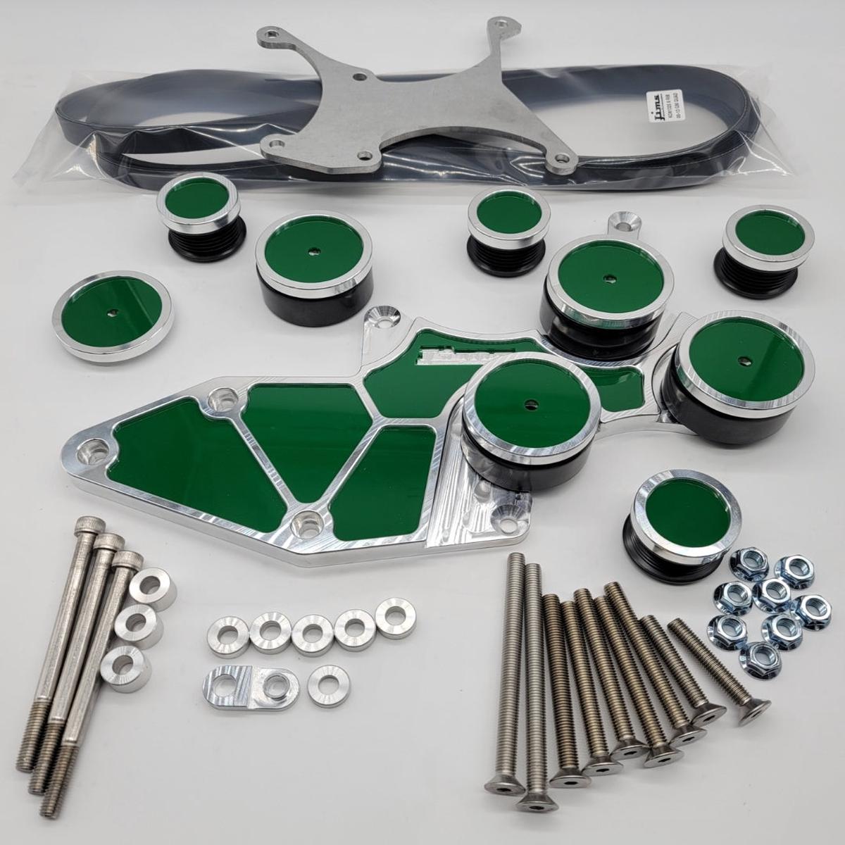 CHEVROLET TRUCK 00-13 QUAD BILLET ALTERNATOR BRACKET ***DELUXE SET*** - GREEN