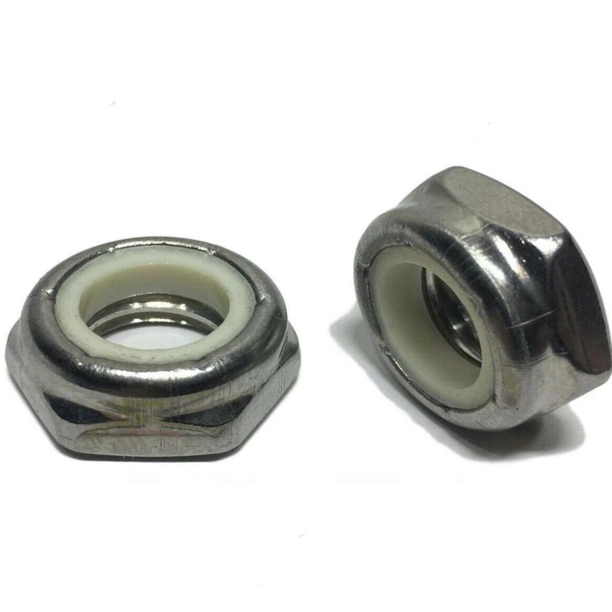 FIne 1/2"-20 Hex Jam Nylon Insert Lock nut Nylock Stainless Steel