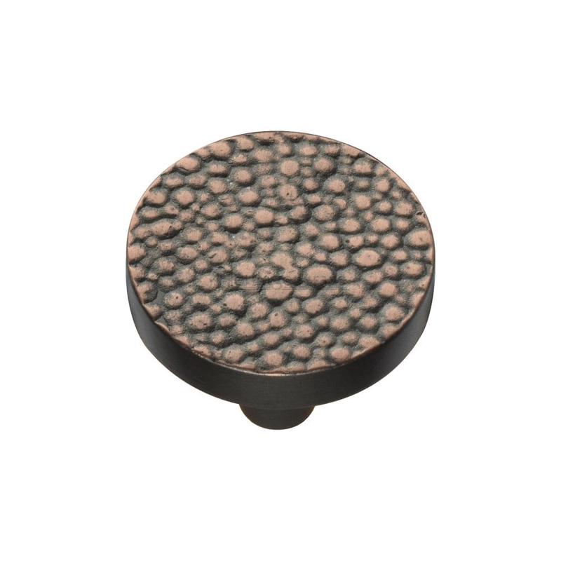 Heritage Brass - Cabinet Knob Round Stingray Design 32mm Aged Copper Finish