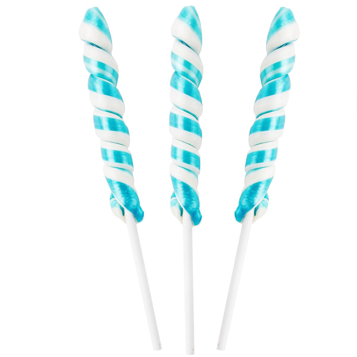 Mini Light Blue & White Unicorn Lollipops - 24CT