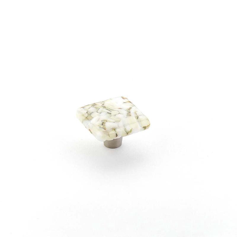Schaub Knob, Square, White Lace Pebbles, 1.5" dia 34-WLP