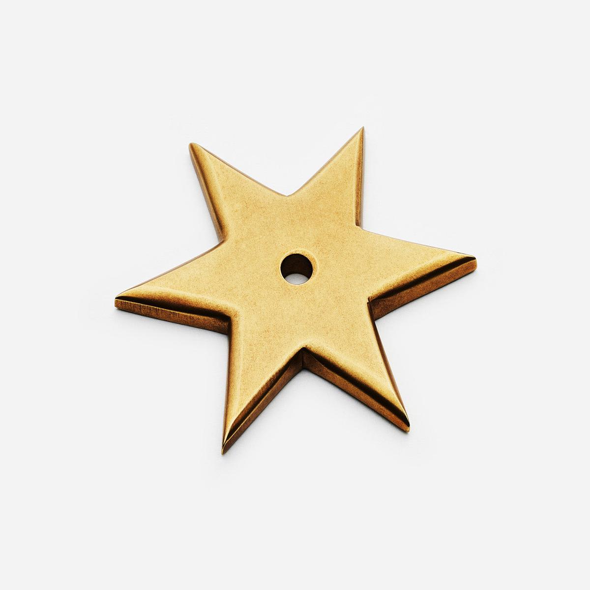 Star Backplate, 6-Point - Unlacquered Aged Brass