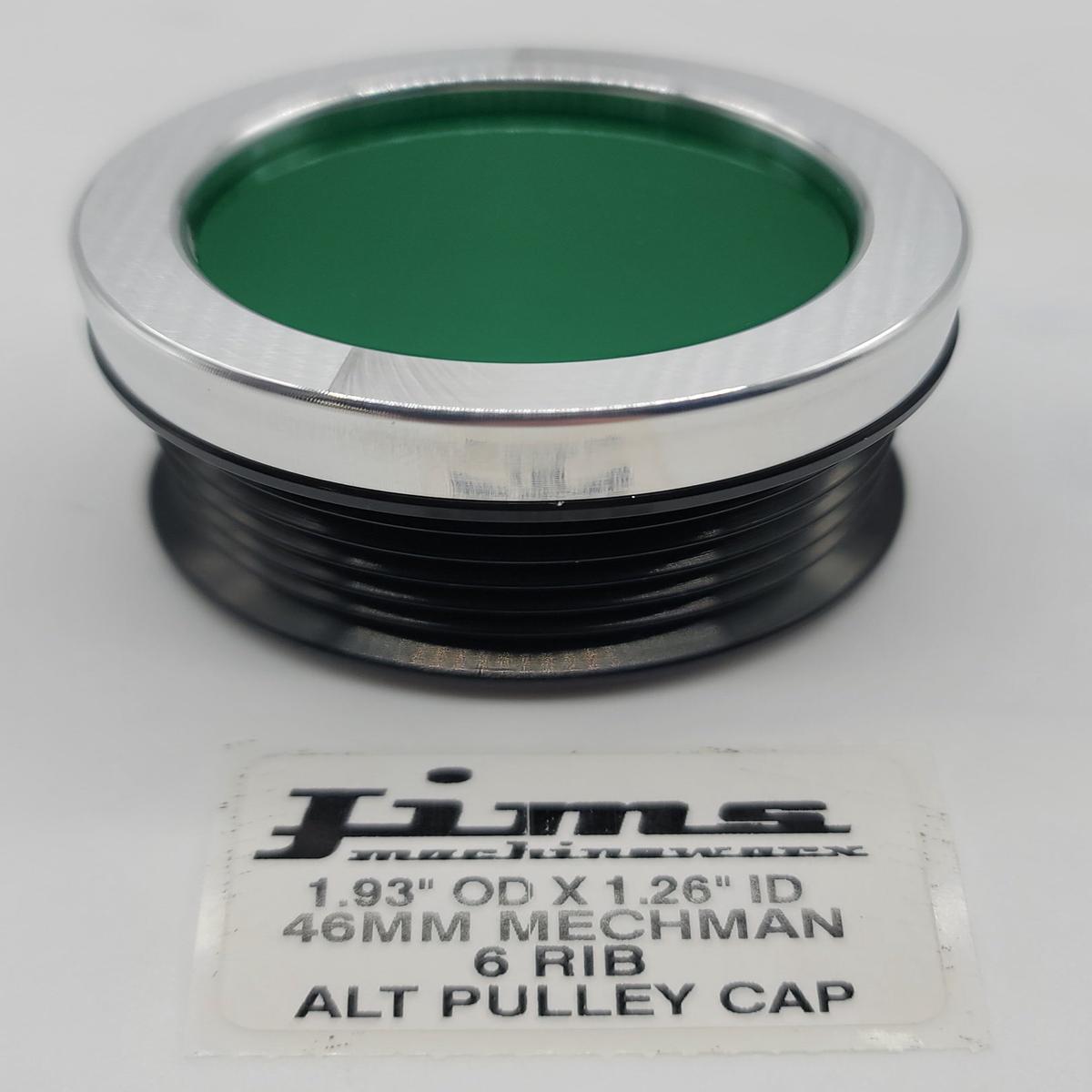 1.93 OD. X 1.26 ID. 46MM 6 RIB ALTERNATOR PULLEY CAP FOR MECHMAN - GREEN