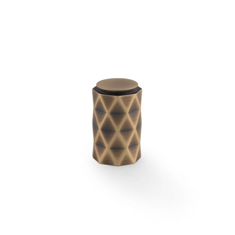 Alexander & Wilks Diamond Cut Cylinder Cabinet Knob - 30mm - Antique Brass