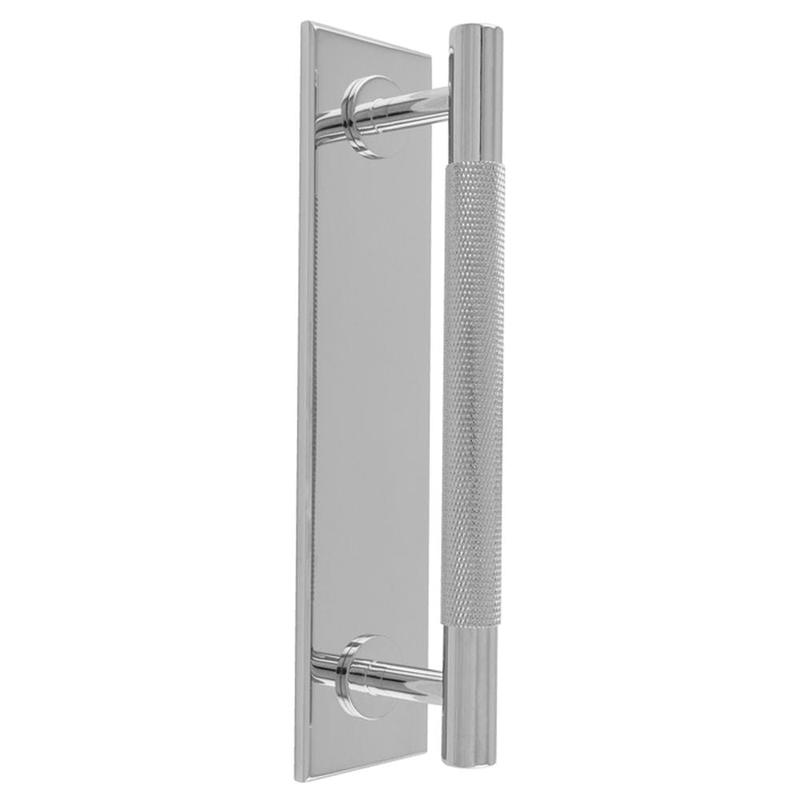 Carlisle Brass - Knurled Pull handle on Backplate - 128mm c/c - Polished Chrome