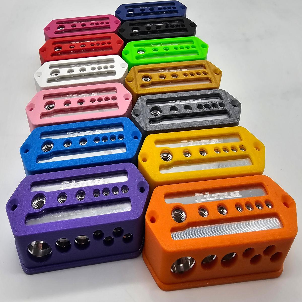 Cased 1/0 to 2-4 gauge and 4-8 gauge distribution blocks - green