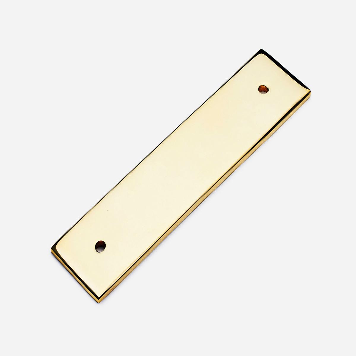 Rectangular Pull Backplate, 1.25"  5.25" (4" OC) - 4" | Unlacquered Polished Brass
