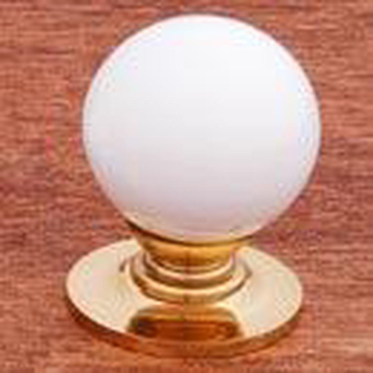 RK International CK304 White Porcelain Brass Knob