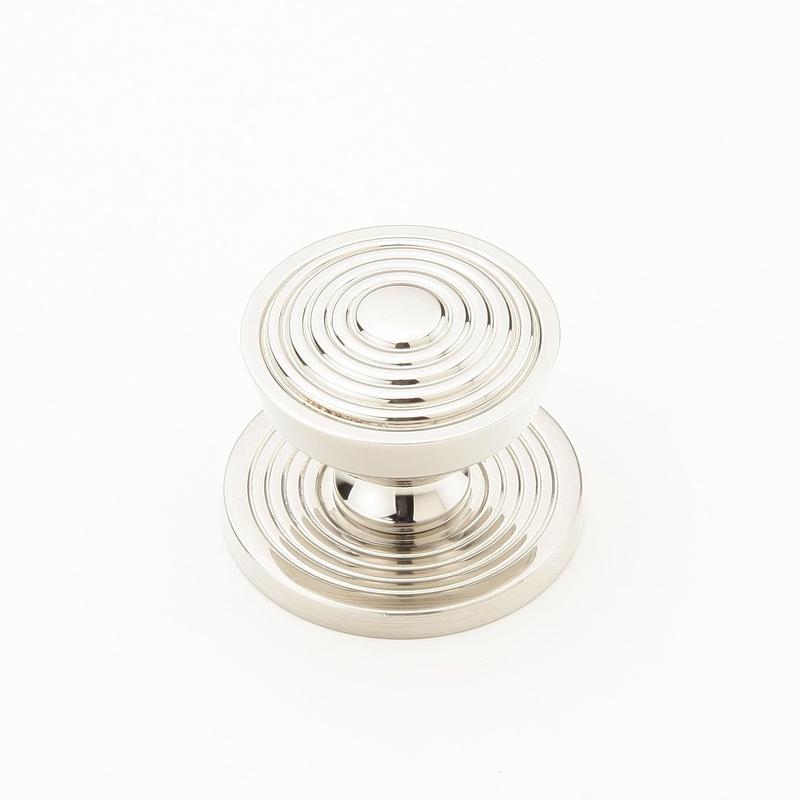 Schaub and Company Knob with backplate, Polished Nickel, 1-1/8" dia 967M-PN