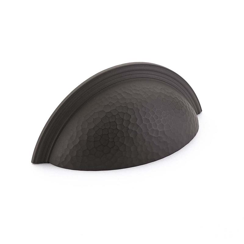 Schaub Cup Pull, Hammered, Plain Edge, Oil Rubbed Bronze, 3" cc 573-10B