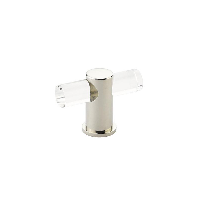 Schaub T-Knob, Adjustable clear acrylic, Polished Nickel, 2" 401-PN