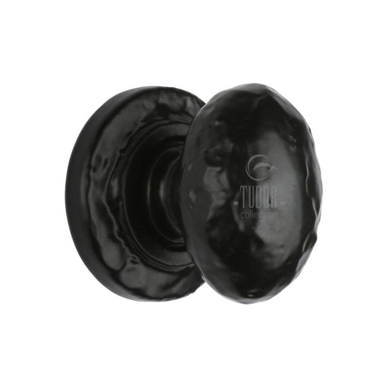 The Tudor Collection - Cabinet Knob Rustic Oval Design 38mm Black Iron