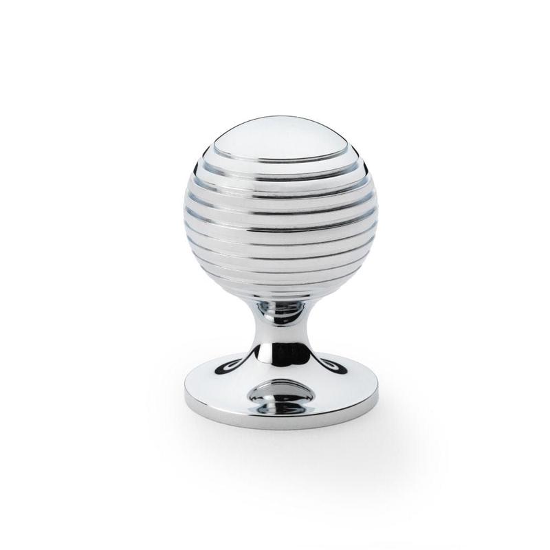 Alexander & Wilks Caesar Cupboard Knob on Round Rose - Polished Chrome - 38mm