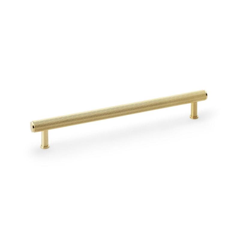 Alexander & Wilks Crispin Reeded T-bar Cupboard Pull Handle - Satin Brass PVD - 224mm