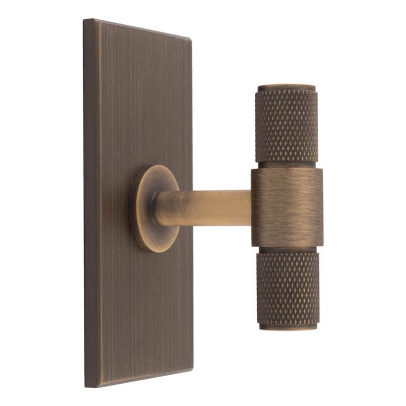 Carlisle Brass - Knurled T-Bar on backplate - Antique Brass